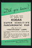 Kodak super sensitive panchromatic film, Auckland War Memorial Museum, EPH-ARTS-2-40