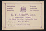 C.F. Shaw, MPS, Auckland War Memorial Museum, EPH-ARTS-2-50