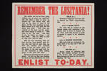 Remember the Lusitania, Auckland War Memorial Museum, EPH-PW-1-179
