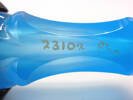 blue glass bottle with silver foliage detail