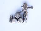 Figure, silver, cherub with barrels