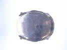 Salver, silver, oval shape, engraved initials