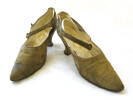 shoes, woman's, pair, gold brocade