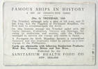 Trinidad, 1519, number 5 of set of 25 "Famous Ships in History" Sanitarium Health Cards [1998.29.5.54] reverse view