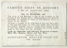 Revenge, 1591, number 12 of set of 25 "Famous Ships in History" Sanitarium Health Cards [1998.29.5.60] reverse view