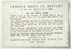 H.M.S. Lion, number 20 of set of 25 "Famous Ships in History" Sanitarium Health Cards [1998.29.5.65] reverse view