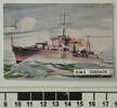 H.M.S. Cossack, number 23 of set of 25 "Famous Ships in History" Sanitarium Health Cards [1998.29.5.67] ruler view