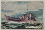 H.M.N.Z.S. Achilles, number ? of set of 25 "Famous Ships in History" Sanitarium Health Cards [1998.29.5.69] front view
