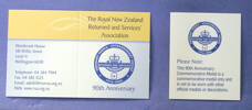 RNZRSA 90th Anniversary card from commemorative medal in presentation box [2006.67.4.3-.4] cover view