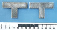 T-shaped medal bars of Pte WS Thompson, 1NZEF, WW1 [2007.13.8] - ruler view