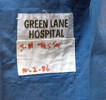 blue nursing cape, Greenlane Hospital, 1980s [2007.36.1] label detail