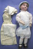 Societe Francais de Fabrication de Bebe et Jouets doll and original garments, c 1910s [2007.7] - ruler view