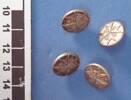 St John's Ambulance Brigade buttons (x4), of Gunner EA (Ted) Frost, WW2 [2007.78.30] - ruler view