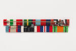 ribbon bar: Defence + War Medal 39-45 + NZ War Service + Aust. Service Medal, 2001.25.104