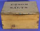 Wooden box with label 'Epsom Salts', part of medicine chest [col.0013]