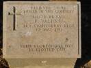 Grave marker, Lancashire Landings Cemetery