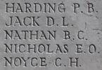 Edwin's name mis inscribed on Caterpillar Valley NZ Memorial to the Missing, France.
