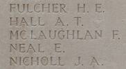 Francis McLaughlan's name is inscribed on Tyne Cot Memorial to the Missing, Belgium.