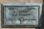 2nd NZEF, 39181 L/Cpl M KORAU, NZ Infantry, died 26 August 1962.
