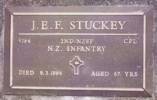 JEF Stuckey headstone, Feilding Cemetery, New Zealand