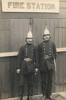 Jonathon Beckett possibly with another one of his siblings George or Peter Beckett Jr., outside of a Wellington fire station, likely Island Bay (if they had one).