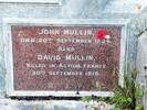David Mullin, Headstone, Karori Cemetery, Wellington, 17 April 2020