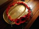 A wreath using the poppies from the Great War Gallipoli  Exhibition and rosemary to remember.