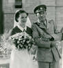 Lesley Alison Fletcher and 2nd Lieut William George Hill (service no 5378) on their wedding day in Helwan, Egypt in 1943.