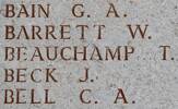 Thomas Beauchamp's name is on Lone Pine Memorial to the Missing, Gallipoli, Turkey..