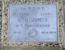 L/Cpl 12/3886 R H JONES - 2nd NZEF - NZ Engineers - Died 20-4-1973 - He is buried in the Rotorua Cemetery