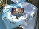 Medals and dog tag for WO2 J Boseley 30009 at the Souda Bay Cenotaph 28 May 2014