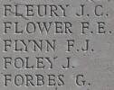 Francis Flynn's name is inscribed on Caterpillar Valley NZ Memorial to the Missing, France.