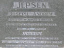 JEPSEN - JOSEPH ANDREW, died of wounds, Tunisia, 27 March 1943 aged 32 years; and his father, ANDREW, died 2 October 1955 aged 72 years; and his beloved wife, THERESE, died 10 January 1965 aged 83 years.Memorial & Family Plot can be found in the Taruheru Cemetery, Gisborne - Block 22 Plot 68