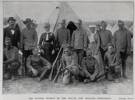 group portrait of the Opotiki section of the 8th NZ Contingent: (back row) J Pile, Corporal Robson, E Eivess, H Walker, G Appleton, B Maxwell; (front row) J Walker, A C Horspool, T Larkins, James Elliott (son of the Opotiki postmaster Samuel Elliott and his wife Harriett, n&#233;e Duffy), F Parkinson