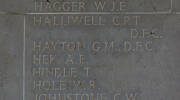 Gilbert's name on a Plaque on the Alamein War Memorial.