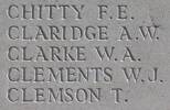 Thomas Clemson's name is inscribed on Caterpillar Valley NZ Memorial to the Missing, France.