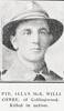 Step brother of David Perry - Private Allan Willicombe : NZEF Service # 8/3793 - born Collingwood, Tasman District - Killed in action 7 June 1917 at Messines Ridge, Belgium.