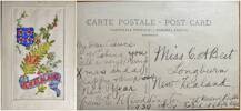 Ernest Nelson Boddington silk postcard addressed to Clarice A Best of Longburn, Manawatu