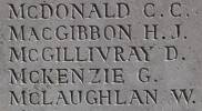 Charles McDonald's name is inscribed on Caterpillar Valley NZ Memorial to the Missing, France.