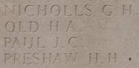 James Paul's name is inscribed on Messines Ridge NZ Memorial to the Missing, West-Flanders, Belgium.