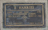 1st NZEF, 26406 Pte E HARRIES, Veterinary Corps, died 26 November 1957 aged 63 years; LUCY HARRIES, died 11 January 1990. Both are buried in the Taruheru Cemetery, Gisborne Block RSA Plot 363