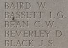 Charles Bean's name is inscribed on Messines Ridge NZ Memorial to the Missing, West-Flanders, Belgium.