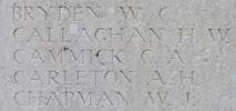 Charles Cammick's name is inscribed on Messines Ridge NZ Memorial to the Missing, West-Flanders, Belgium.