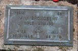 1st NZEF, 72613 Sgt A M BROADBENT, Rifle Brigade, died 25 March 1968 aged 86 years. He is buried in the Taruheru Cemetery, Gisborne Blk RSA Plot 436
