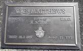 Grave Plaque Matthews Walter Ernest