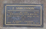 1st NZEF, 7/1513 L/Cpl J SARGINSON, Wellington Mtd Rifles, died 4 April 1978 89 years; E NORAH SARGINSON, died 5 November 1993 aged 82 years Both are buried in the Taruheru Cemetery, Gisborne  Block RSA Plot 812