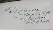 Signature and rank details, undated, but presumably during WW1. 
58154
R D F Cameron
34th Mounted Rifles
NZ Ex Force
GPO Well