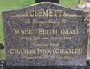 CLEMETT - In Loving Memory Of MABEL EDITH (MAY) - 6th July 1920 - 9July 2006 Dearly Loved Wife of  CHARLES IVAN (Charlie) 3rd June 1918 - 8th Nov 2014 Both are buired in the Fairhall Cemetery, Blenheim  Memorial Burial; Block 1, Row 11, Plot 18a