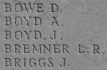 James Boyd's name is inscribed on Caterpillar Valley NZ Memorial to the Missing, France.