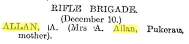Arthur Allan death notice 21 Dec 1918 - Otago Daily Times -